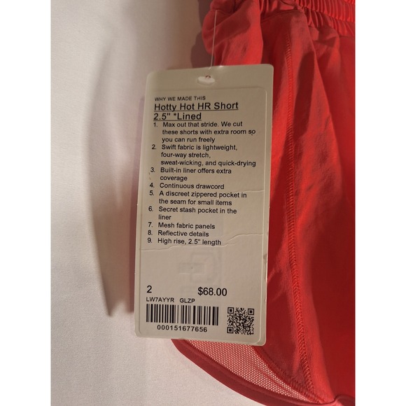 Lululemon Hotty Hot HR Short 2.5" Lined Coral Pink Athletic Running Shorts - Picture 3 of 5